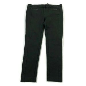 Paige 32 Green Leather Trim Los Feliz Skinny Pants